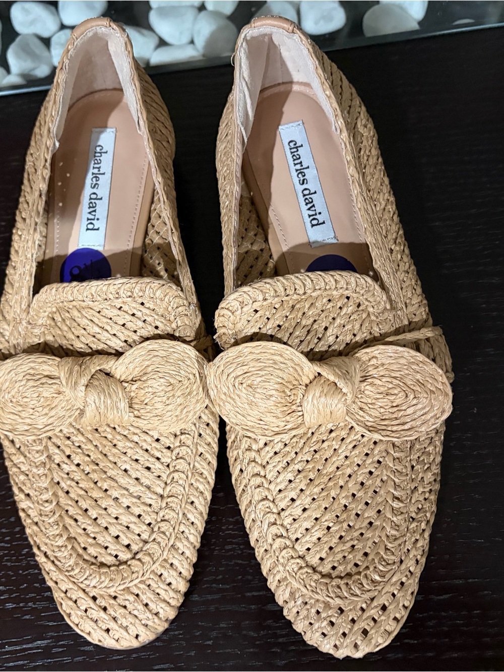 charles david Natural Raffia Knot Loafers - Tan/ Size 8.5